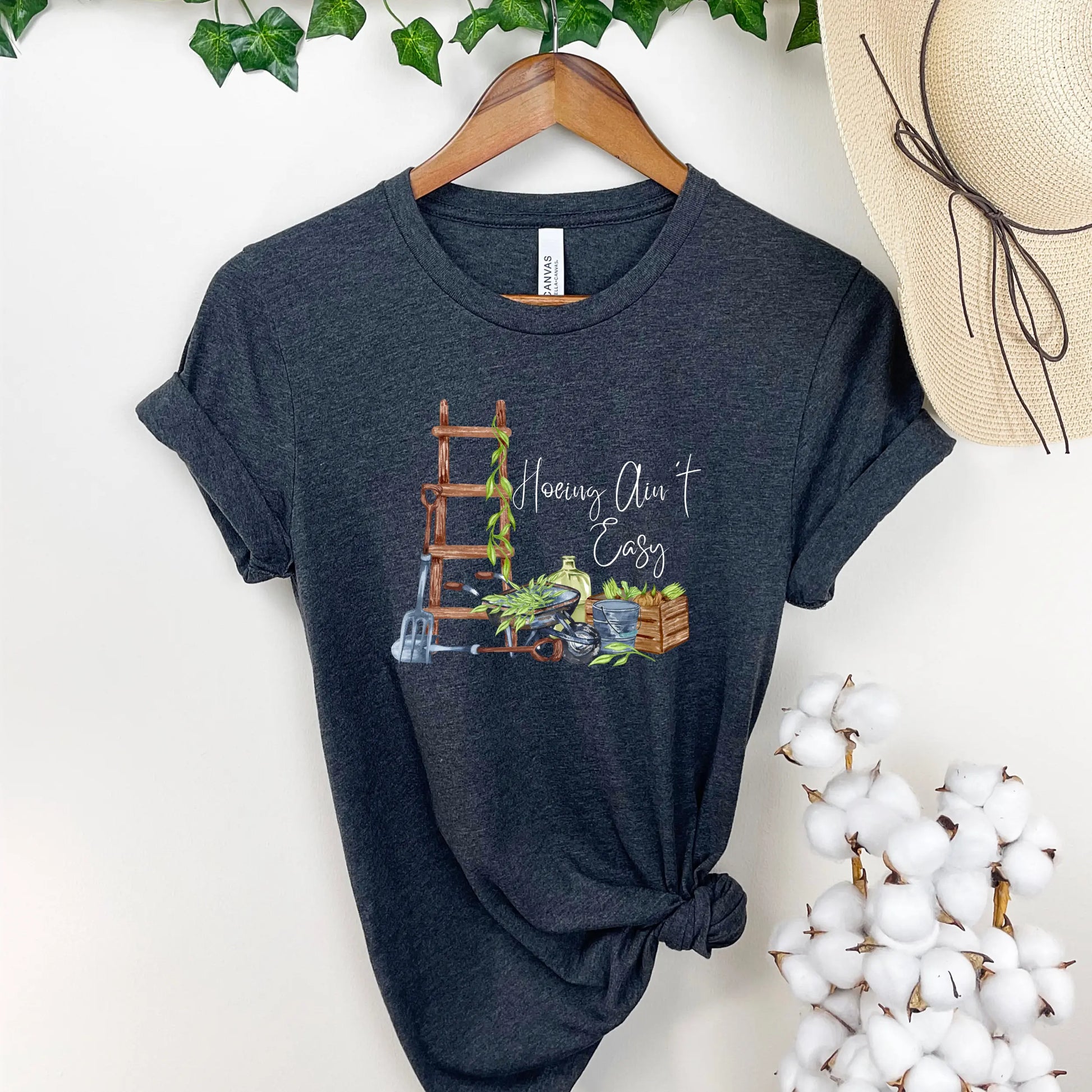 Funny Gardening T Shirt | Funny Farming T Shirt | Funny Homesteading T Shirt | Hoeing Aint Easy T Shirt | Funny Woman's T Shirt | In Harmony Farms