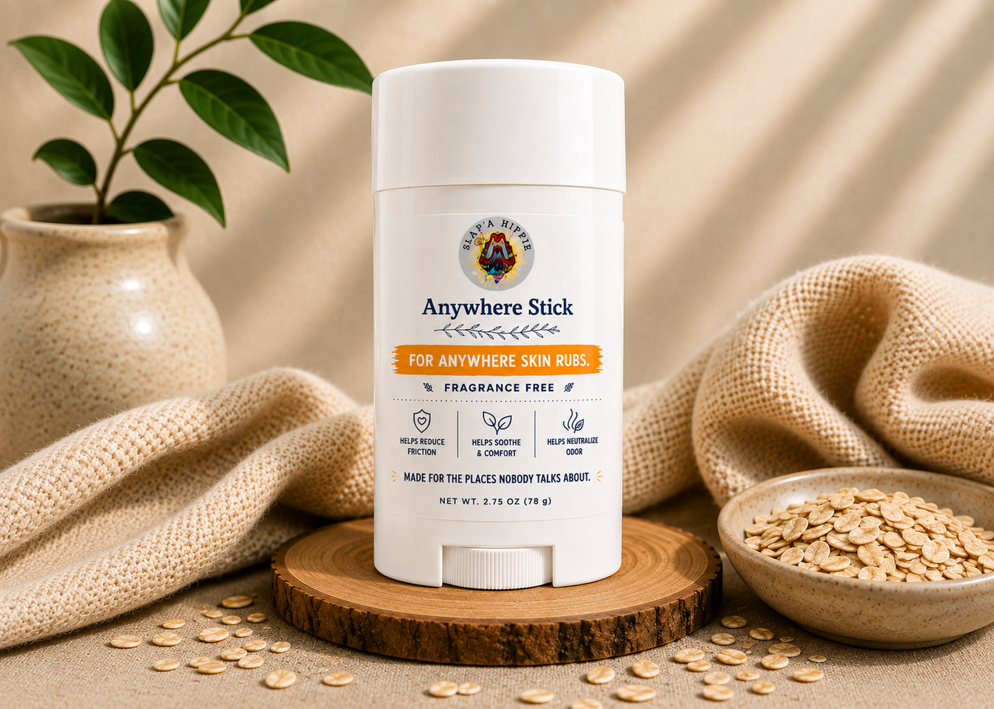 Anywhere Stick | Fragrance-Free Anti-Chafe & Odor Stick Slap A Hippie